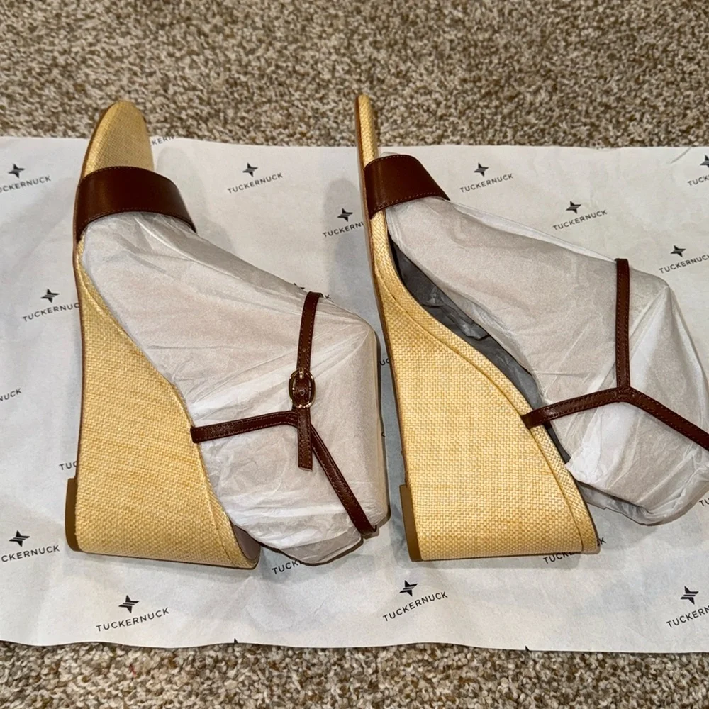 Brown Leather Delphine Wedges